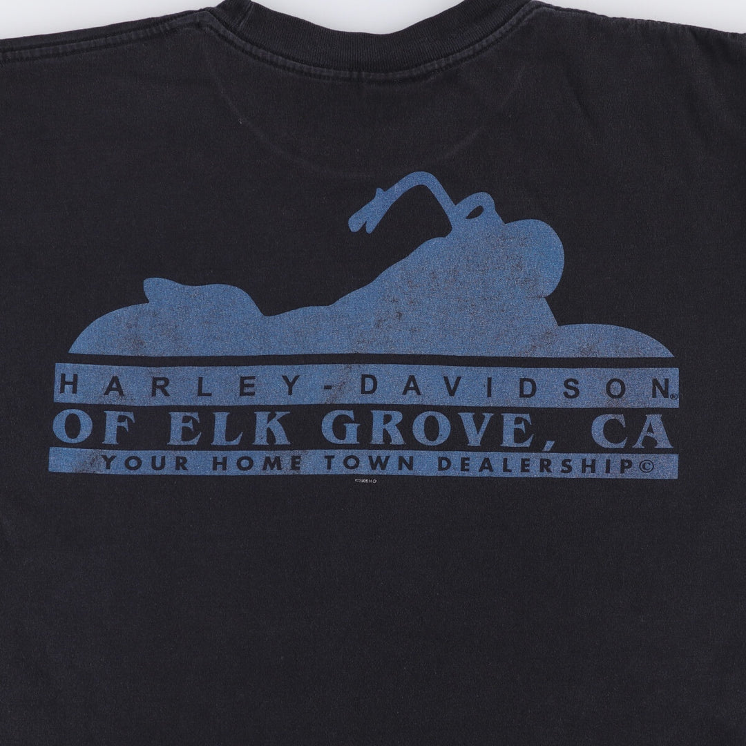 00'S Harley-Davidson Pin-up Girl Motorcycle Bike T-shirt Made in USA Men's XL cotton black type Vintage Second Hand
