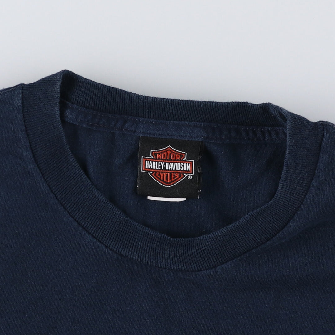 Harley-Davidson Eagle Pattern Motorcycle Bike T-shirt Men's L size cotton navy blue type Vintage Second Hand
