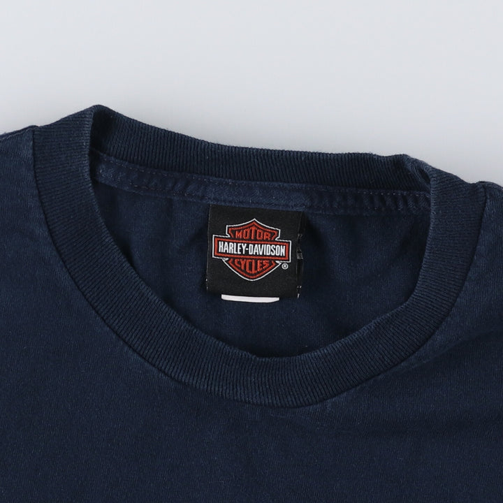 Harley-Davidson Eagle Pattern Motorcycle Bike T-shirt Men's L size cotton navy blue type Vintage Second Hand