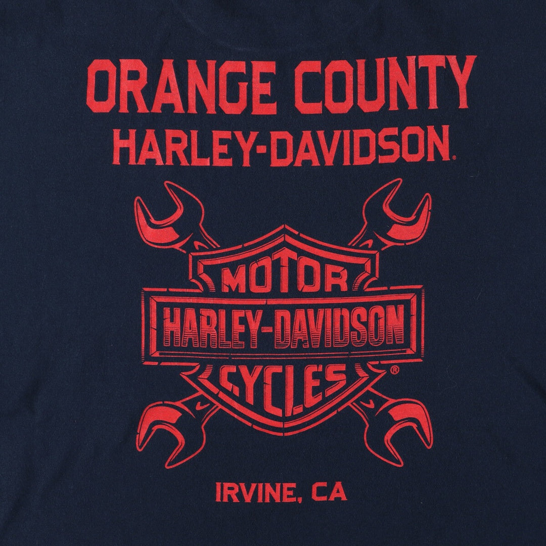 Harley-Davidson Eagle Pattern Motorcycle Bike T-shirt Men's L size cotton navy blue type Vintage Second Hand