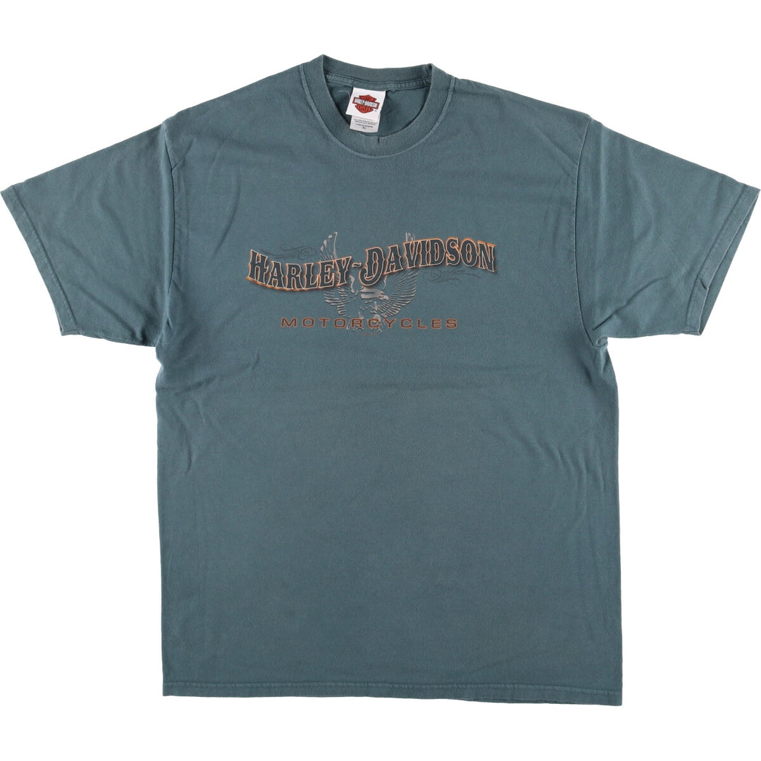 Harley-Davidson Eagle Pattern Motorcycle Bike T-shirt Made in USA Men's XL cotton Khaki type Vintage Second Hand