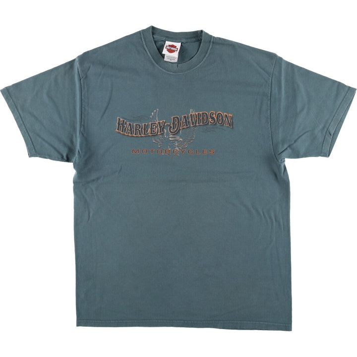 Harley-Davidson Eagle Pattern Motorcycle Bike T-shirt Made in USA Men's XL cotton Khaki type Vintage Second Hand