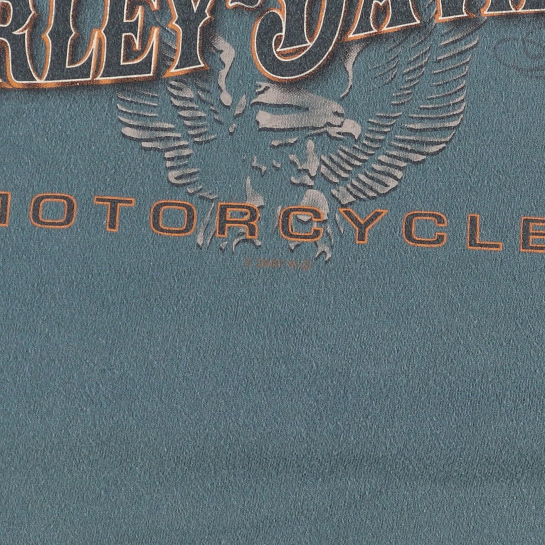 Harley-Davidson Eagle Pattern Motorcycle Bike T-shirt Made in USA Men's XL cotton Khaki type Vintage Second Hand