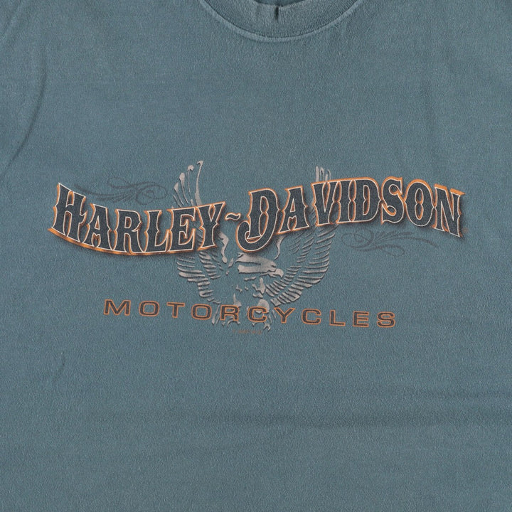 Harley-Davidson Eagle Pattern Motorcycle Bike T-shirt Made in USA Men's XL cotton Khaki type Vintage Second Hand