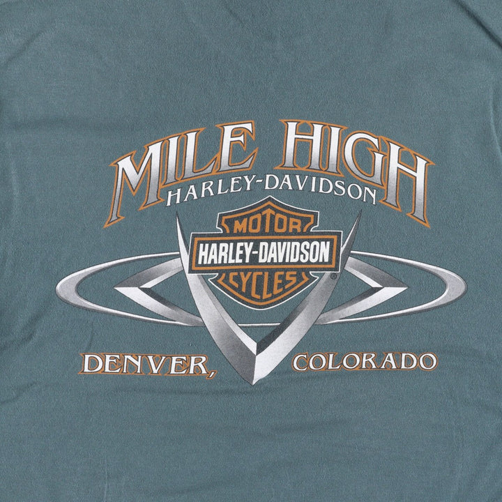Harley-Davidson Eagle Pattern Motorcycle Bike T-shirt Made in USA Men's XL cotton Khaki type Vintage Second Hand