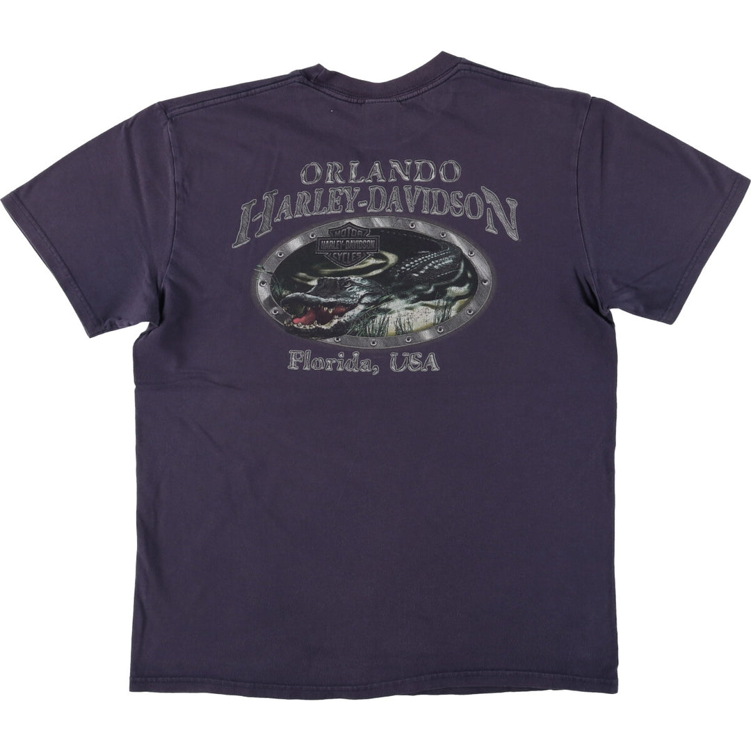 2000'S Harley-Davidson Animal Pattern Motorcycle T-Shirt, Men's Size Large cotton navy blue type Vintage Second Hand