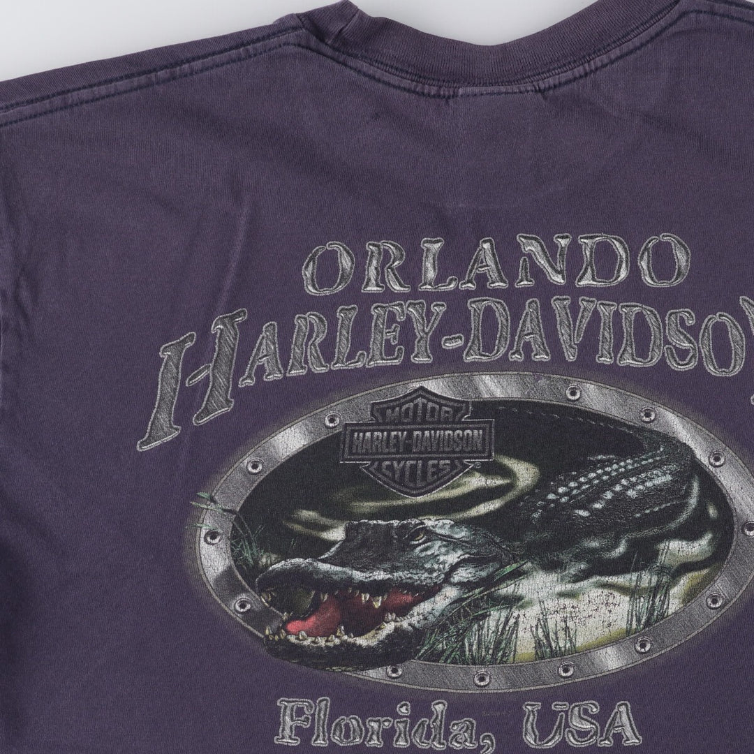 2000'S Harley-Davidson Animal Pattern Motorcycle T-Shirt, Men's Size Large cotton navy blue type Vintage Second Hand