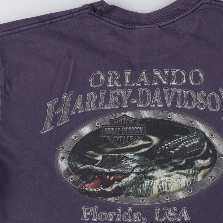 2000'S Harley-Davidson Animal Pattern Motorcycle T-Shirt, Men's Size Large cotton navy blue type Vintage Second Hand