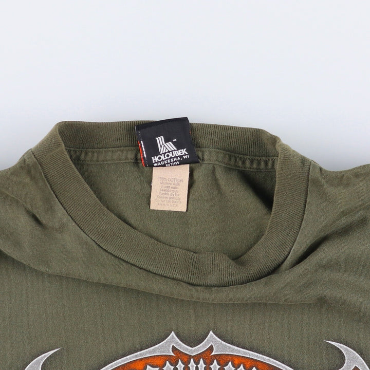 2000'S Harley-Davidson Eagle Pattern Animal Pattern Motorcycle T-Shirt, Made in USA, Men's Size Large cotton Khaki type Vintage Second Hand