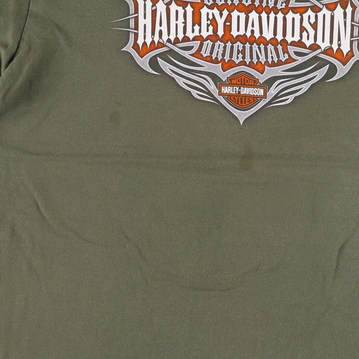 2000'S Harley-Davidson Eagle Pattern Animal Pattern Motorcycle T-Shirt, Made in USA, Men's Size Large cotton Khaki type Vintage Second Hand