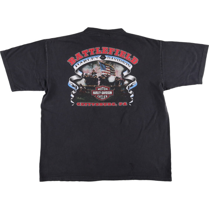 Harley-Davidson Fire Pattern Motorcycle Bike T-Shirt Made in USA Men's XL cotton black type Vintage Second Hand
