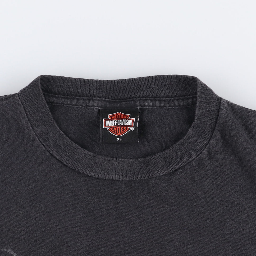 Harley-Davidson Fire Pattern Motorcycle Bike T-Shirt Made in USA Men's XL cotton black type Vintage Second Hand