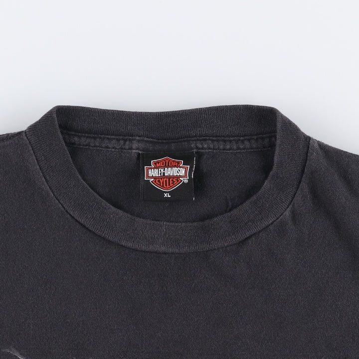 Harley-Davidson Fire Pattern Motorcycle Bike T-Shirt Made in USA Men's XL cotton black type Vintage Second Hand