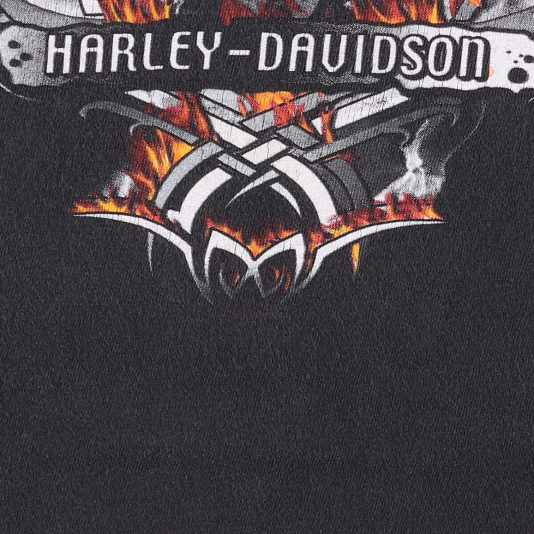 Harley-Davidson Fire Pattern Motorcycle Bike T-Shirt Made in USA Men's XL cotton black type Vintage Second Hand