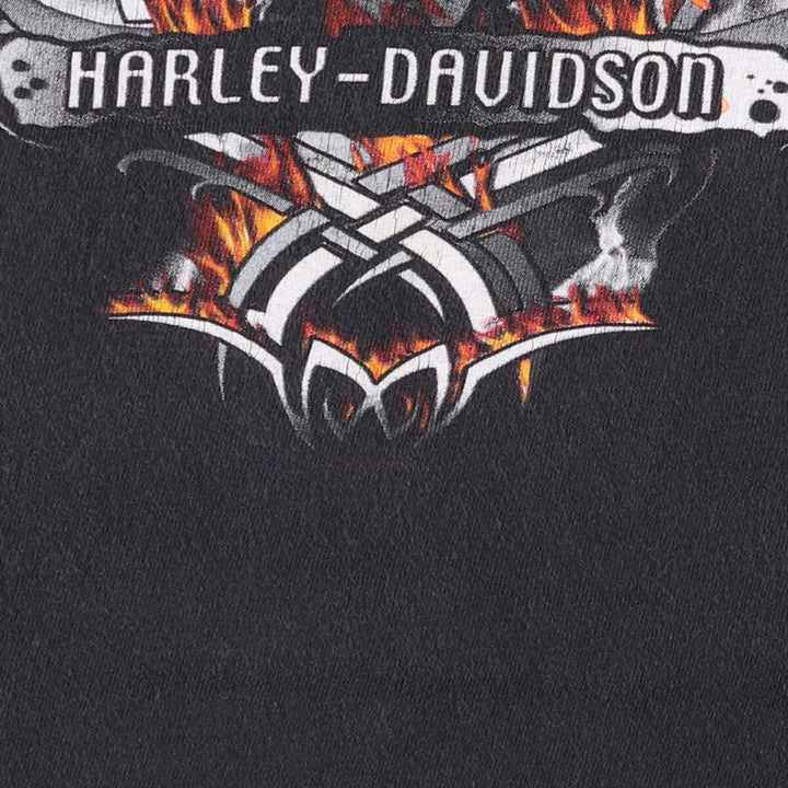 Harley-Davidson Fire Pattern Motorcycle Bike T-Shirt Made in USA Men's XL cotton black type Vintage Second Hand