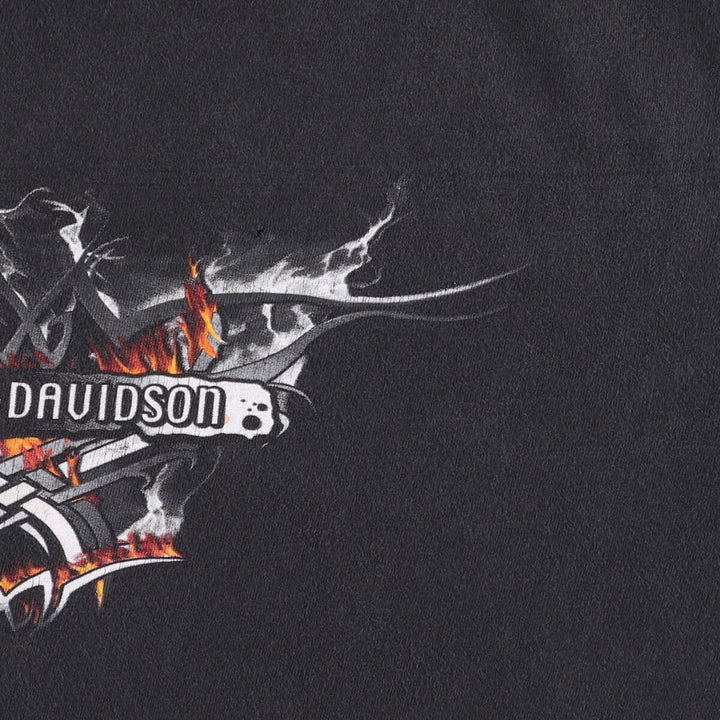 Harley-Davidson Fire Pattern Motorcycle Bike T-Shirt Made in USA Men's XL cotton black type Vintage Second Hand