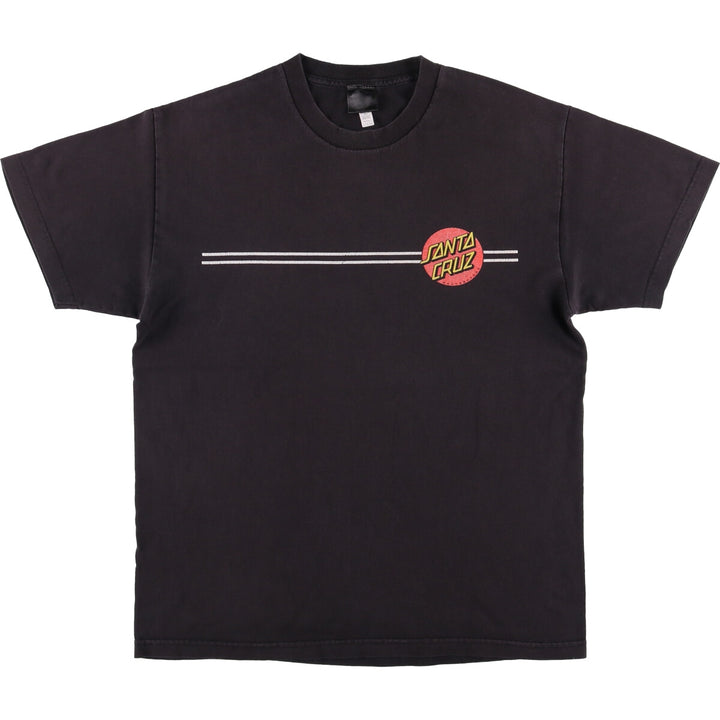 SANTA CRUZ Surf Skate T-shirt, Men's L size cotton black type Vintage Second Hand
