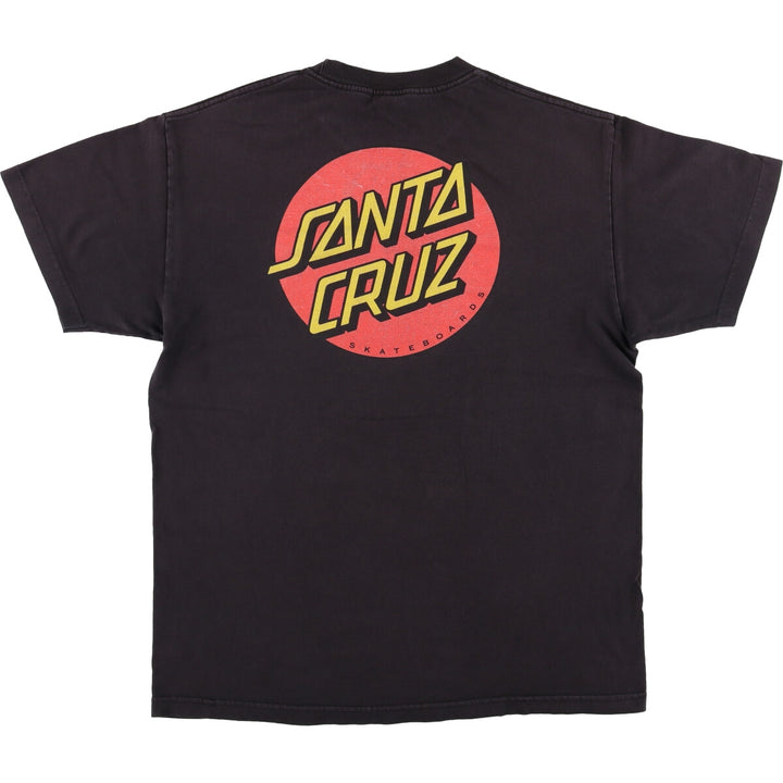 SANTA CRUZ Surf Skate T-shirt, Men's L size cotton black type Vintage Second Hand