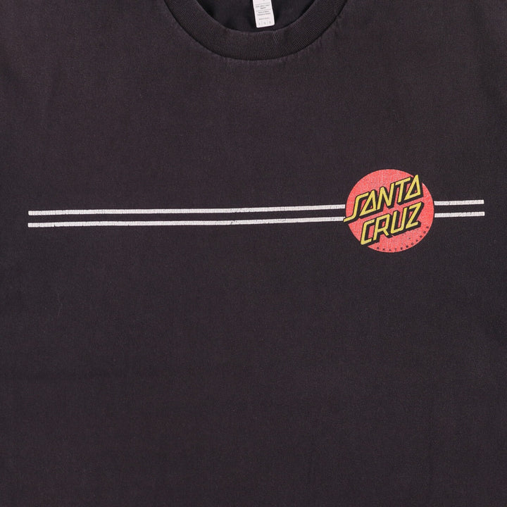 SANTA CRUZ Surf Skate T-shirt, Men's L size cotton black type Vintage Second Hand