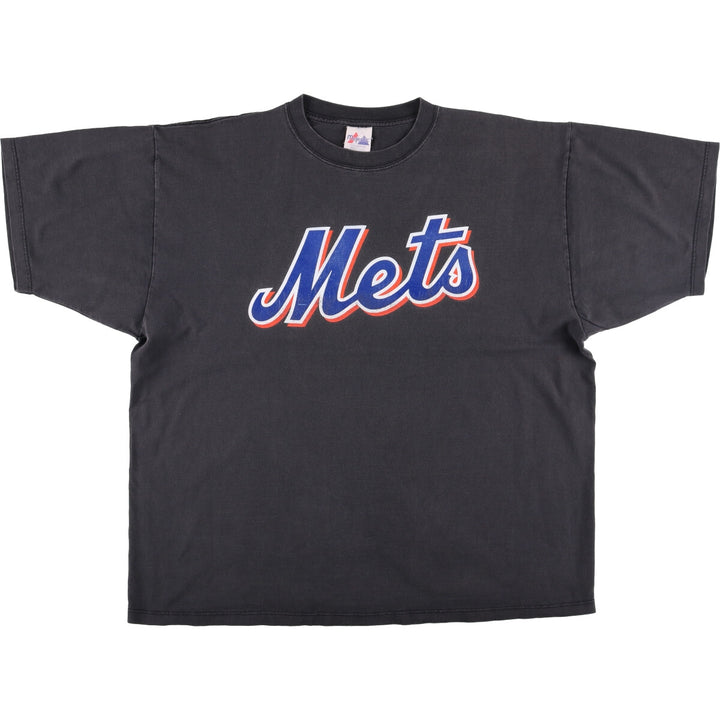 Vintage Majestic MLB New York Mets Sports Print T-Shirt, Made in USA, Men's XXL cotton black type Vintage Second Hand