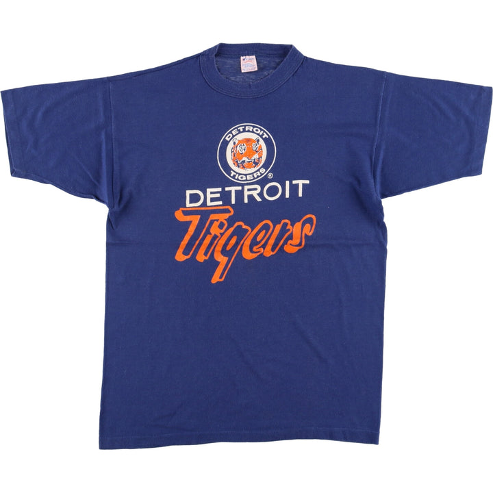 Vintage 1980'S Champion Trico Tag MLB Detroit Tigers Logo T-Shirt, Made in USA, Men's Size Large cotton blue type Vintage Second Hand