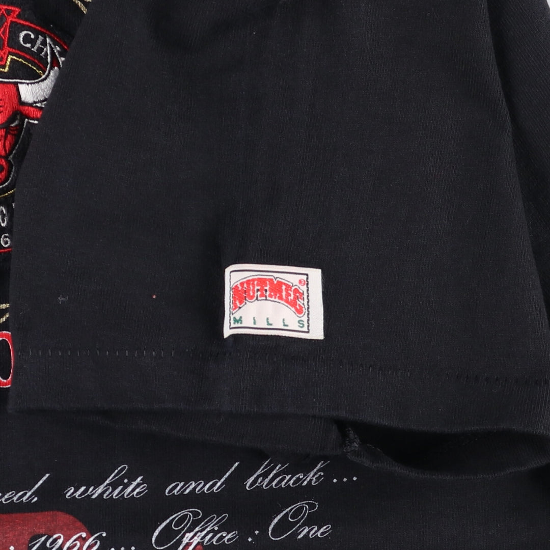 Vintage 90'S NBA Chicago Bulls logo print T-shirt, Made in USA, Men's XXL cotton black type Vintage Second Hand