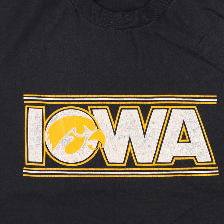 Vintage 1990'S Russell JERZEES University of Iowa College T-Shirt, Made in USA, Men's XL polyester black type Vintage Second Hand