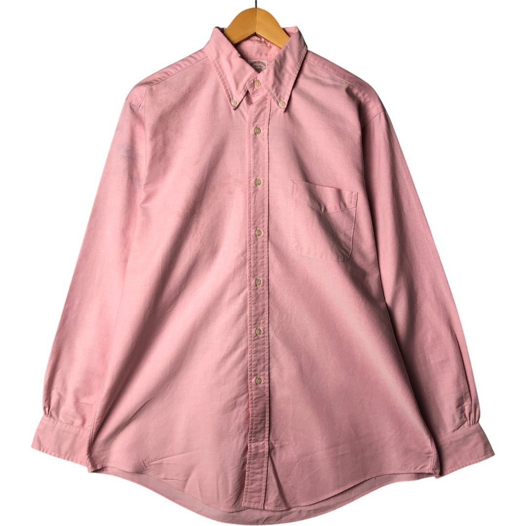 Vintage 1980s-1990'S Brooks Brothers Est. 1818 long-sleeved button-down shirt, Made in USA, Men's Size L Supima Cotton pink type Vintage Second Hand