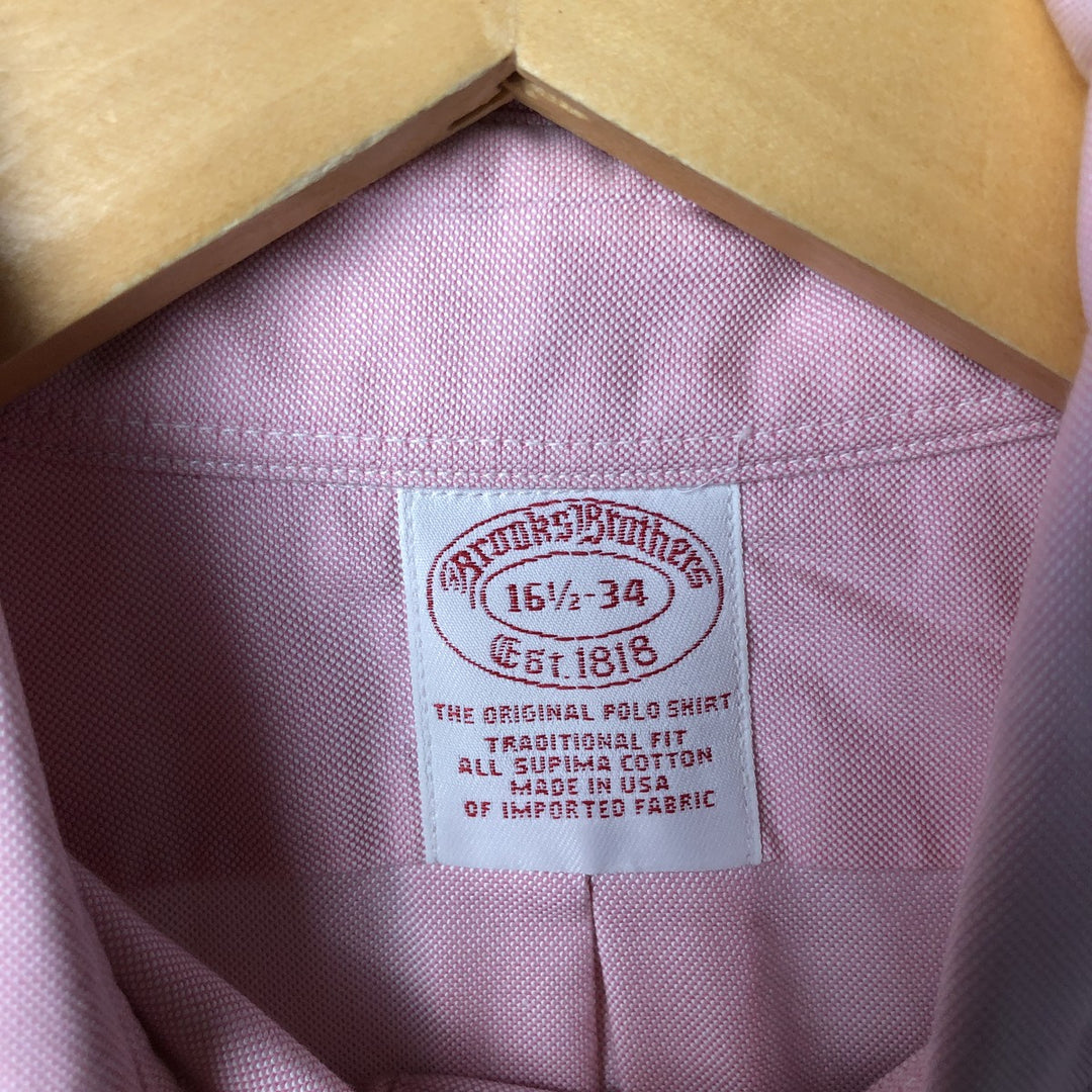 Vintage 1980s-1990'S Brooks Brothers Est. 1818 long-sleeved button-down shirt, Made in USA, Men's Size L Supima Cotton pink type Vintage Second Hand
