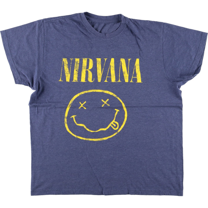 NIRVANA Nirvana Band T-shirt, Band T, Men's L size cotton blue type Vintage Second Hand