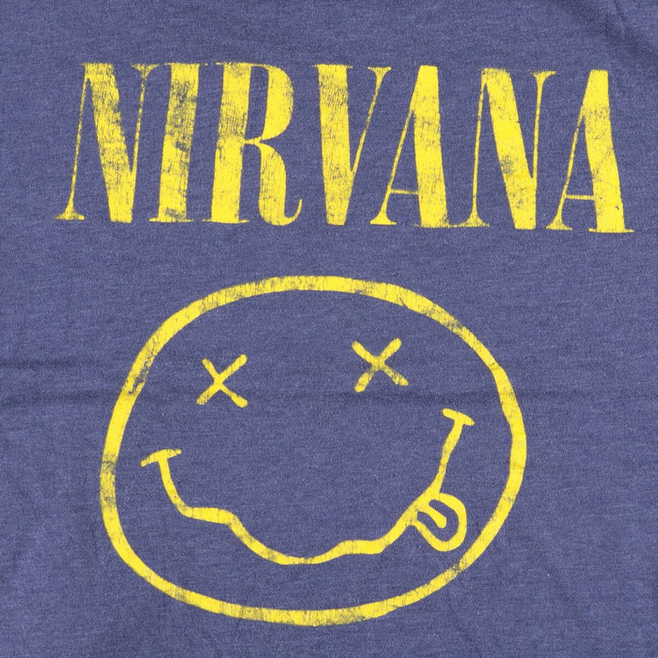 NIRVANA Nirvana Band T-shirt, Band T, Men's L size cotton blue type Vintage Second Hand