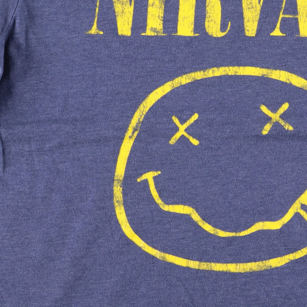 NIRVANA Nirvana Band T-shirt, Band T, Men's L size cotton blue type Vintage Second Hand