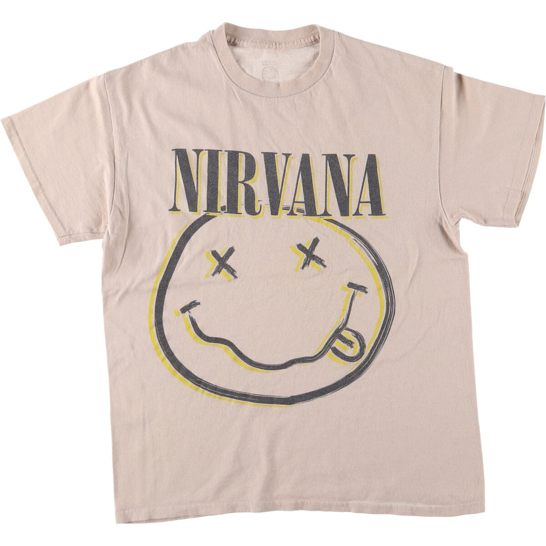 NIRVANA Nirvana Band T-shirt, Band T, Men's M size cotton Khaki type beige Vintage Second Hand