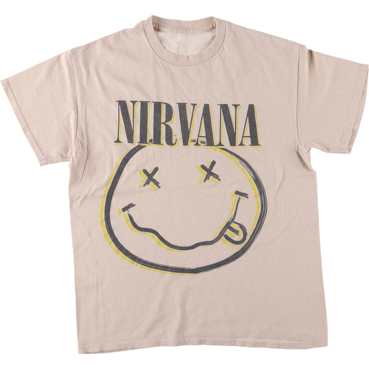NIRVANA Nirvana Band T-shirt, Band T, Men's M size cotton Khaki type beige Vintage Second Hand
