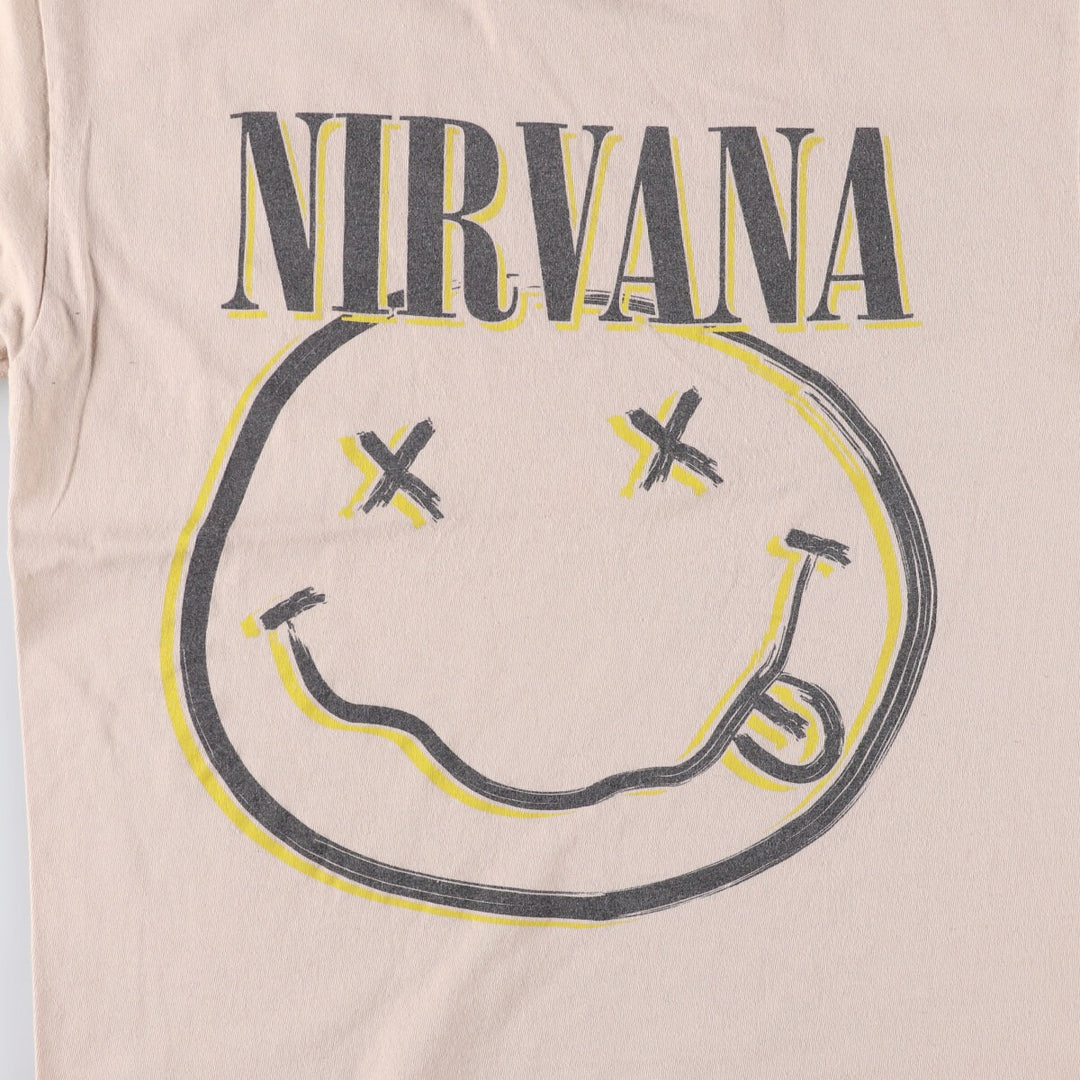 NIRVANA Nirvana Band T-shirt, Band T, Men's M size cotton Khaki type beige Vintage Second Hand