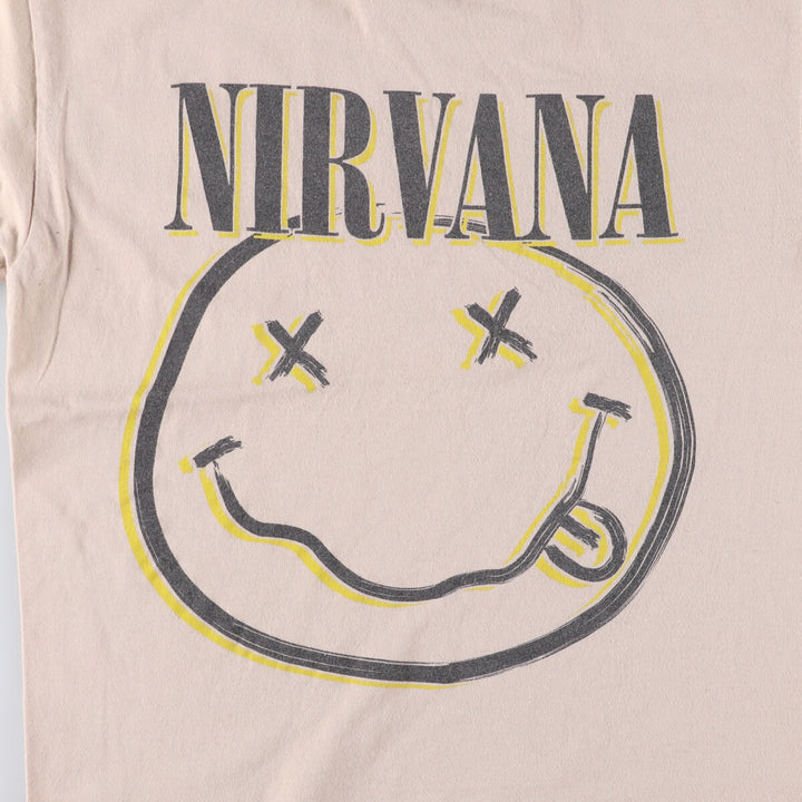NIRVANA Nirvana Band T-shirt, Band T, Men's M size cotton Khaki type beige Vintage Second Hand