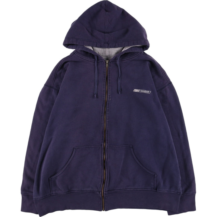 2000s~ Reebok Sweatshirt Full Zip Hoodie Men's XL cotton navy blue type Vintage Second Hand