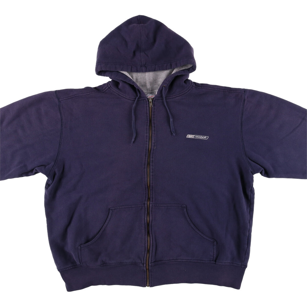 2000s~ Reebok Sweatshirt Full Zip Hoodie Men's XL cotton navy blue type Vintage Second Hand