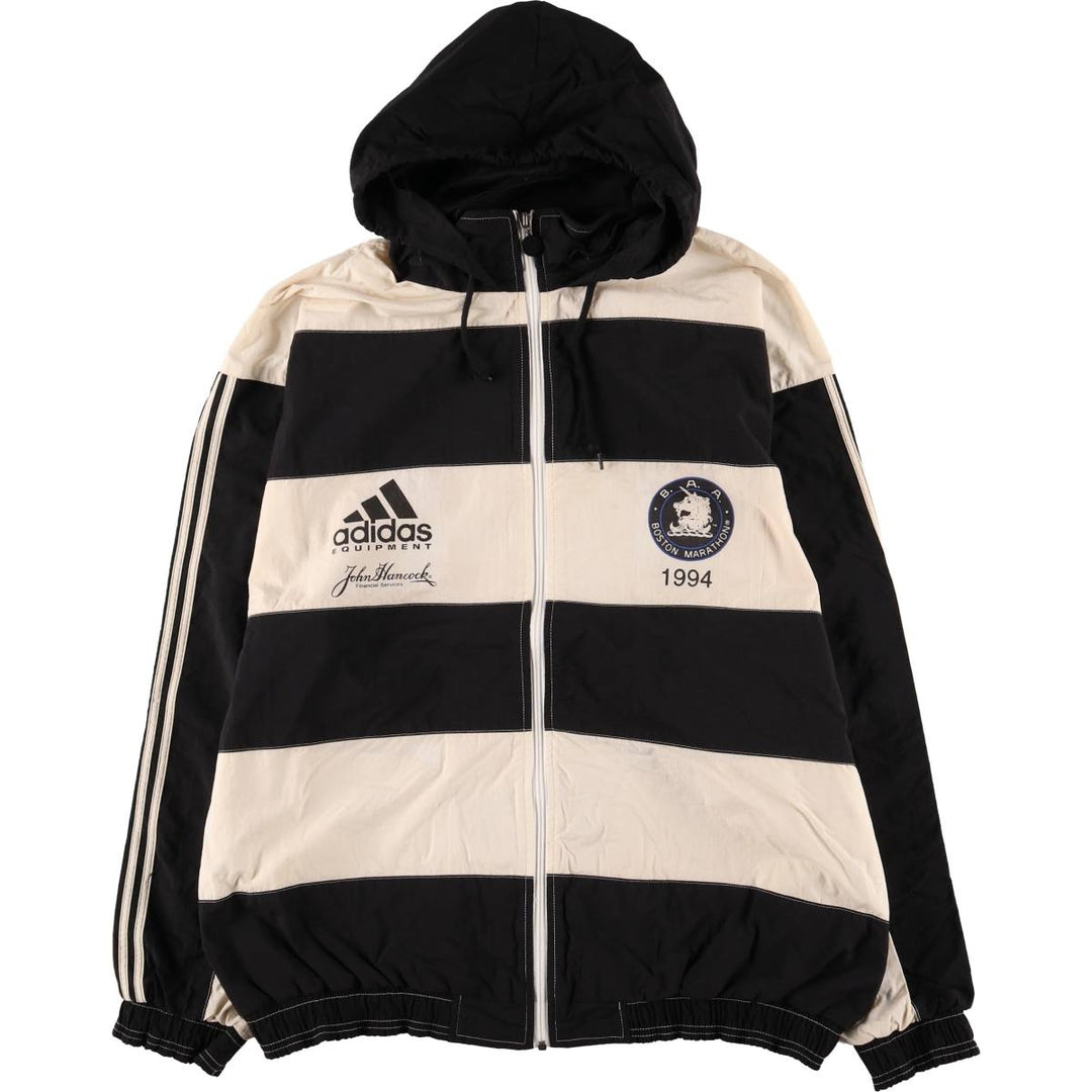 80s-90'S Nike Striped Pattern Hooded Nylon Jacket, Men's Size XL Nylon white type Vintage Second Hand