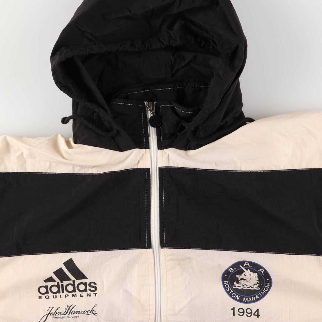80s-90'S Nike Striped Pattern Hooded Nylon Jacket, Men's Size XL Nylon white type Vintage Second Hand