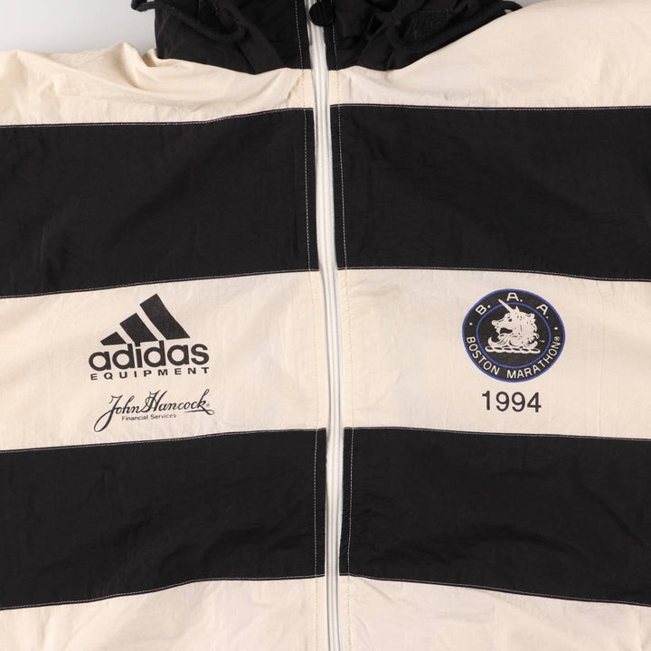 80s-90'S Nike Striped Pattern Hooded Nylon Jacket, Men's Size XL Nylon white type Vintage Second Hand