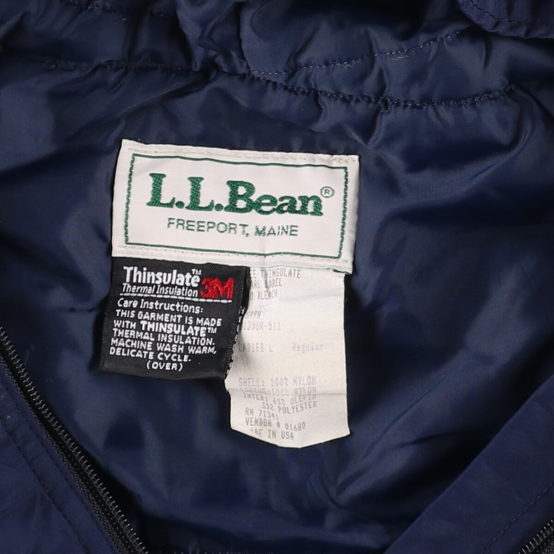 Vintage 70s-80'S LL Bean Thinsulate Padded Anorak Parka Puffer Jacket, Made in USA, Women's Size L Nylon navy blue type Vintage Second Hand