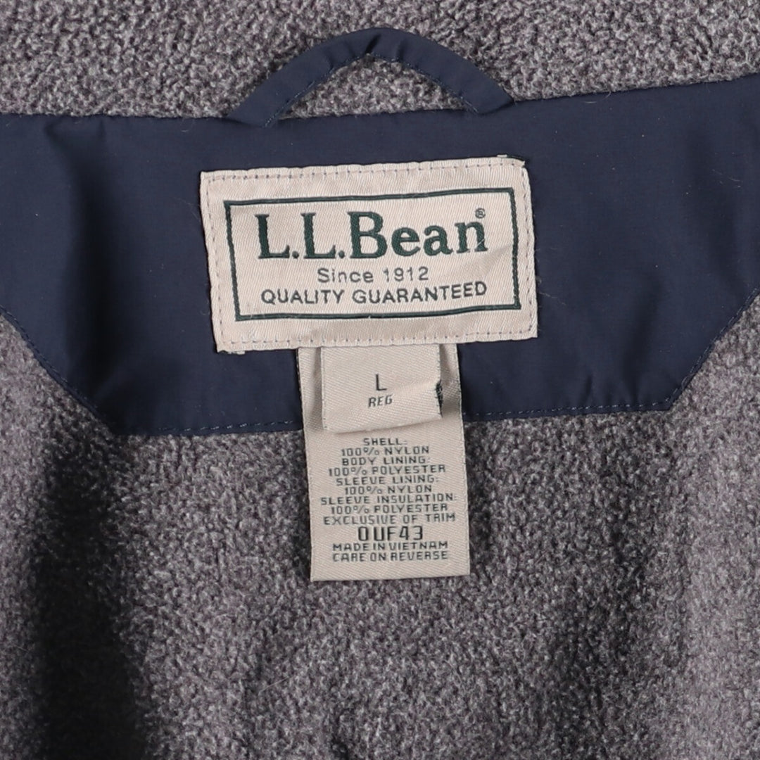 90s-00'S LLBean padded puffer jacket, men's size L Nylon navy blue type Vintage Second Hand