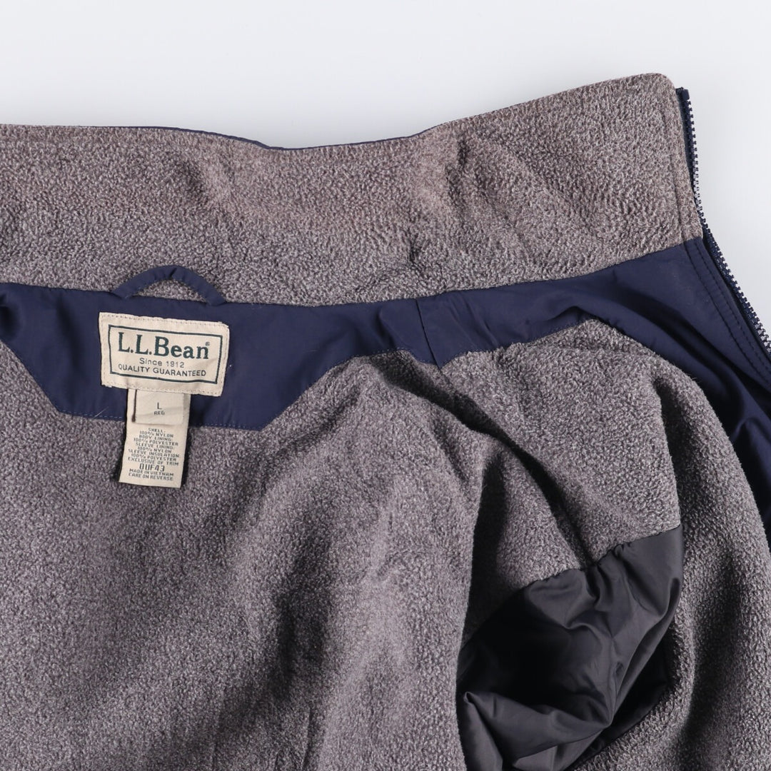 90s-00'S LLBean padded puffer jacket, men's size L Nylon navy blue type Vintage Second Hand