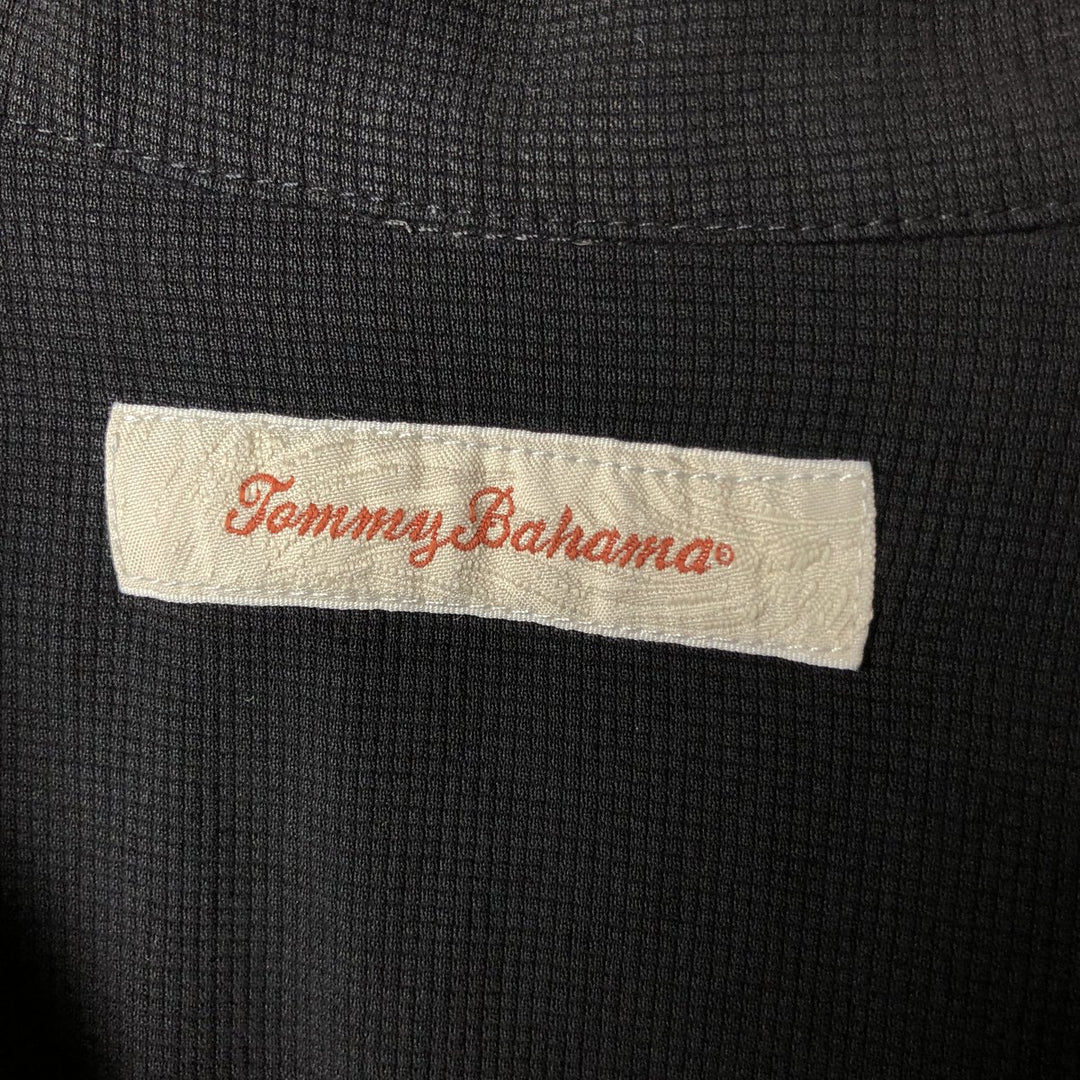 Tommy Bahama short sleeve open collar silk shirt, box shirt, men's XL size silk black type Vintage Second Hand