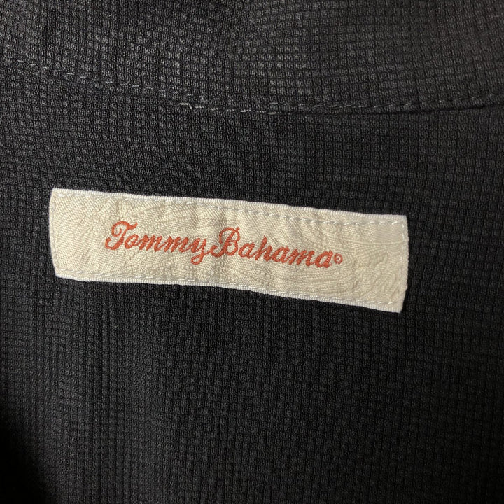 Tommy Bahama short sleeve open collar silk shirt, box shirt, men's XL size silk black type Vintage Second Hand