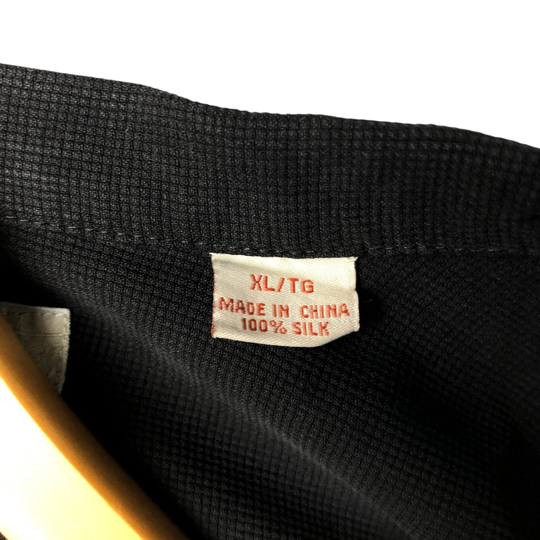 Tommy Bahama short sleeve open collar silk shirt, box shirt, men's XL size silk black type Vintage Second Hand