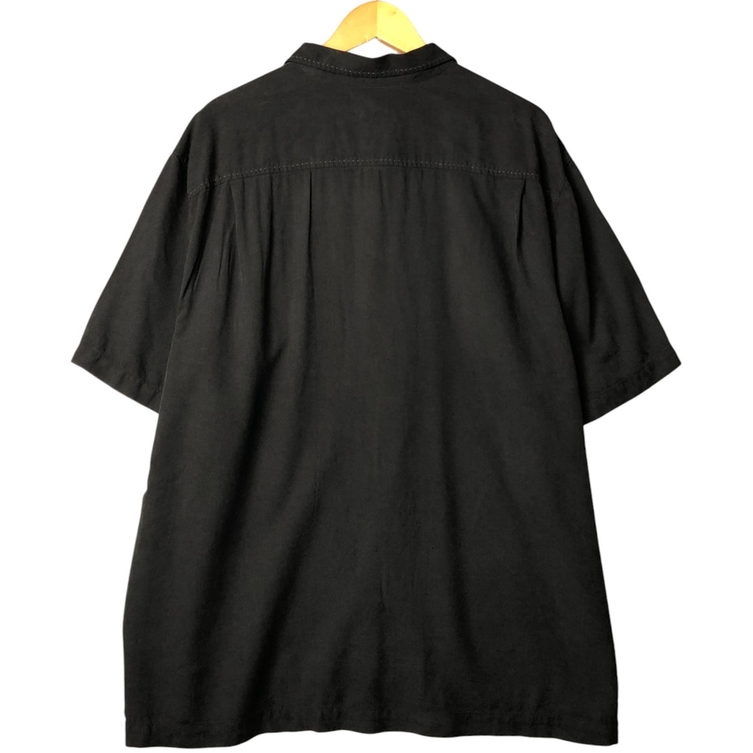 Tommy Bahama short sleeve open collar silk shirt, box shirt, men's XL size silk black type Vintage Second Hand