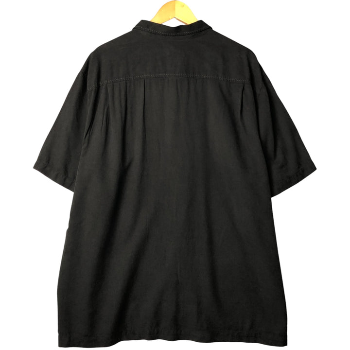 Tommy Bahama short sleeve open collar silk shirt, box shirt, men's XL size silk black type Vintage Second Hand