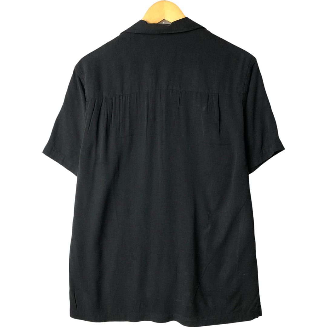 GEOFFREY BEENE Short Sleeve Open Collar Silk Box Shirt, Men's Size M silk black type Vintage Second Hand